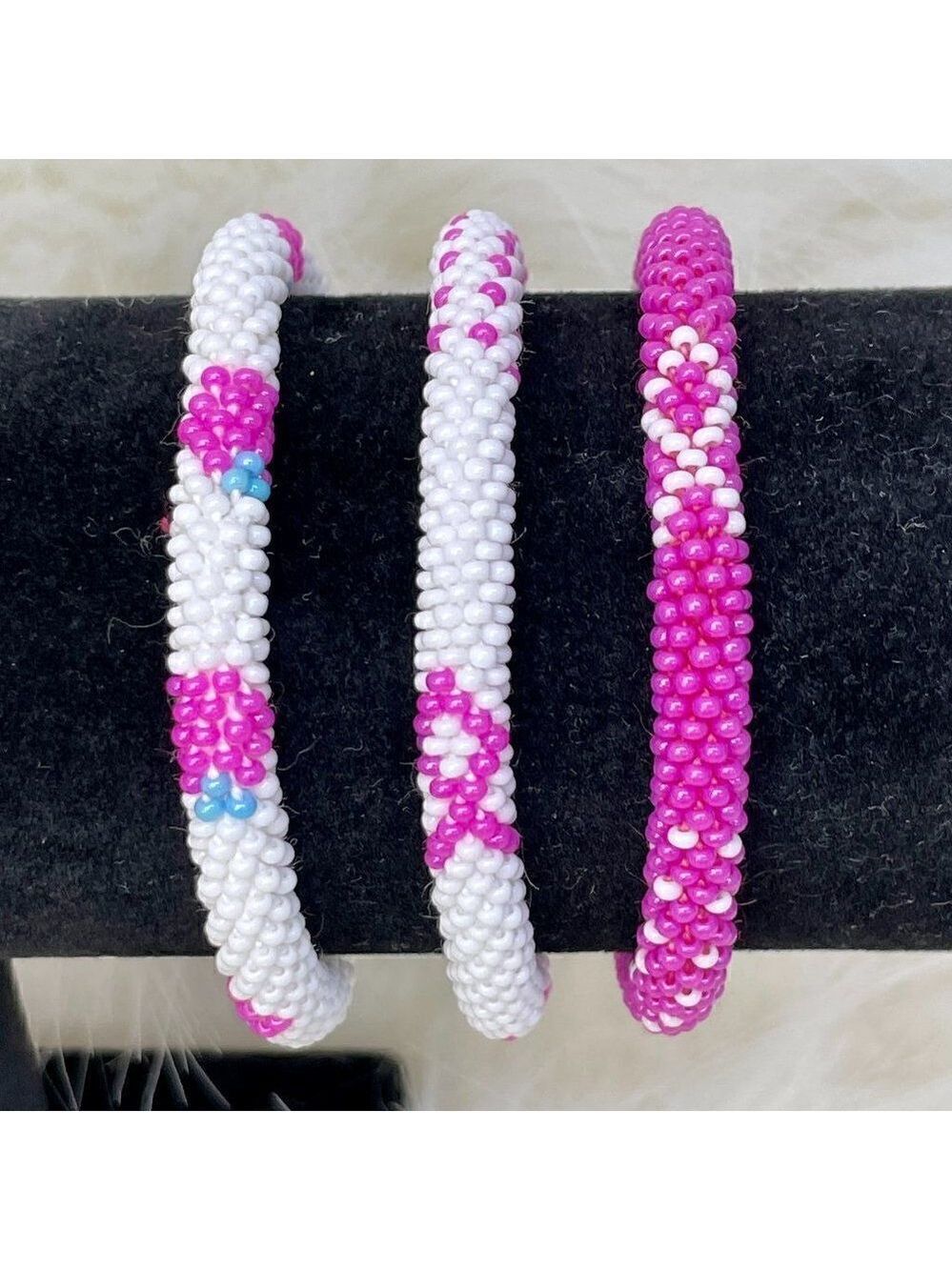 ALL PROFITS TO CHARITY! HAND CRAFTED in Nepal Beaded Bracelets (set of 3) #1002